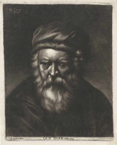Portree van Thomas Parr Vanha Parr: aeta 152 (otsikko esineessä) tekijältä Paul van Somer (II)
