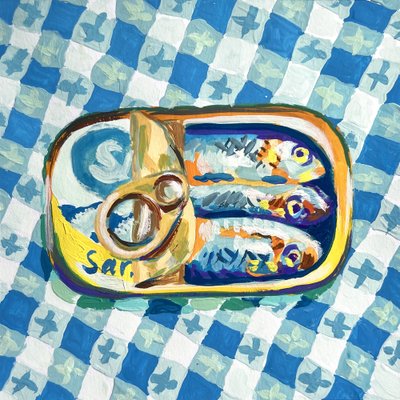 Sardiinit sinisillä ruuduilla tekijältä Pauline Wegman | Key and Sea Creative