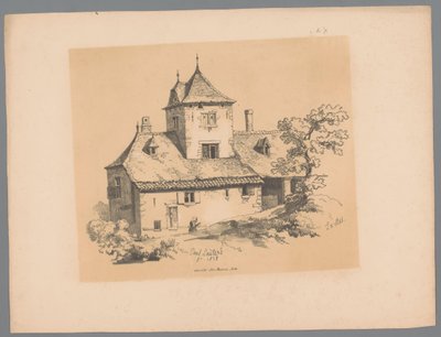 Näkymä maalaistaloon Ixellesissä Ixelles (otsikko objektissa) Paulus Lautersin maalaukselliset kasvot (sarjan nimi) Etrennes pittoresques pour 1839, par Lauters (sarjan nimi) tekijältä Paulus Lauters