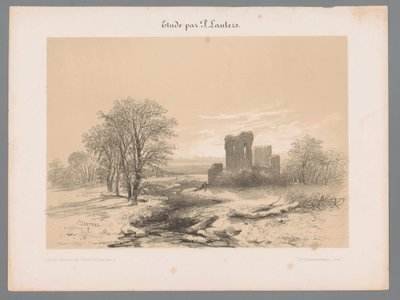 Paisatge amb ruïnes Estudis de Paulus Lauters (títol de la sèrie) Etude par P. Lauters (títol de la sèrie sobre objecte)acabat tekijältä Paulus Lauters