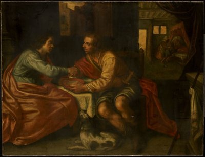 Esau myy syntymäoikeutensa (1. Moos. 27:1-29) tekijältä Paulus Moreelse (copy after)