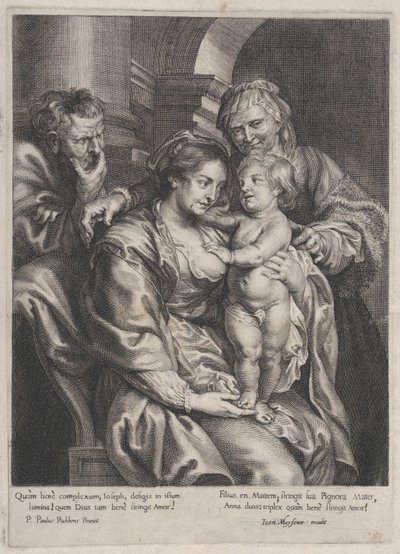 Pyhä perhe Pyhän Annan kanssa, n. 1620-70, n. 1620-70. tekijältä Paulus Pontius