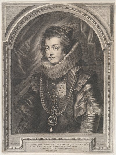 Muotokuva Elisabeth of Bourbonista, Espanjan kuningattaresta, 1632, 1632. tekijältä Paulus Pontius