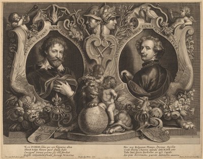 Rubens ja van Dyck, kaksoismuotokuva tekijältä Paulus Pontius, after Sir Anthony van Dyck and Erasmus Quellinus II