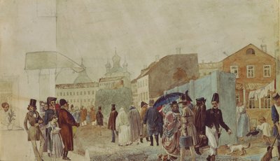 Katukuva Moskovassa sateen aikana, 1837 tekijältä Pavel Andreevich Fedotov