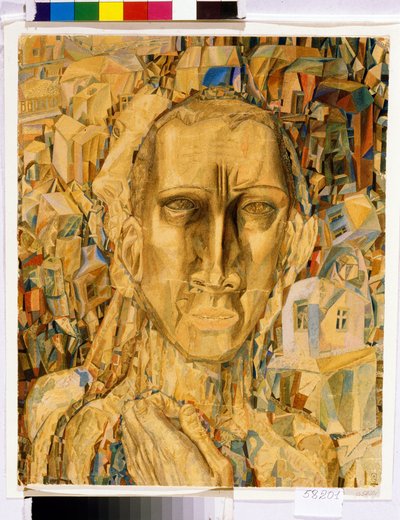 Kaupungin voittaja. (Kaupungin voittaja). Pavel Nikolajevitš Filonovin (1883-1941) työ, akvarelli pahville tekijältä Pawel Nikolajewitsch Filonow