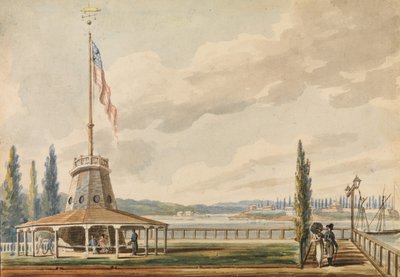 Matkailijan ensimmäinen näkymä New Yorkiin – Battery ja Flagstaff, 1811-ca. 1813. tekijältä Pavel Petrovic Svin