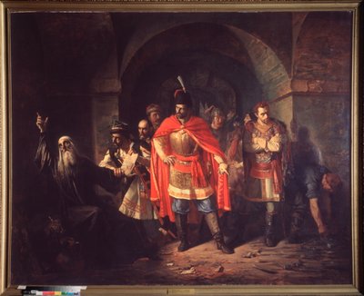 Moskovan patriarkka Hermogene (ennen 1530-1612), joka kieltäytyi siunaamasta puolalaisia ​​(Patriarkka Hermogenes (Germogen) kieltäytyi siunaamasta puolalaisia) - Pavel Petrovitš Chistyakov (Tchistiakov) (1832-1919) maalaus, öljy kankaalle tekijältä Pavel Petrovich Chistyakov