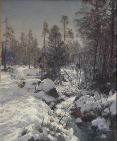 Kevät sulaa (öljy kankaalle) tekijältä Peder Knudsen