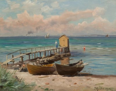 P.Mönsted, Uimamökki rannalla tekijältä Peder Monsted