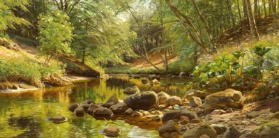 P.Mönsted, Aurinkoinen metsävirta tekijältä Peder Monsted