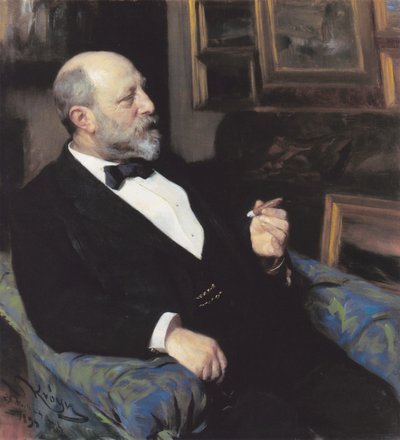 Tupakkavalmistaja Heinrich Hirschsprungin muotokuva. Kokoelman perustaja. tekijältä Peder Severin Krøyer