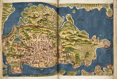 Portugalilainen kuva Goasta Pedro Barreto de Resenden käsikirjoituksesta Livro do Estado da India Oriental, Sloane MS 197. tekijältä Pedro Barretto de Resende
