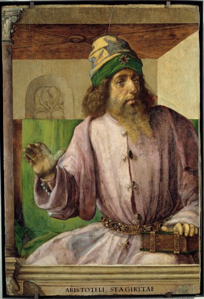 Aristoteleen, kreikkalaisen filosofin, muotokuva. tekijältä Pedro Berruguete
