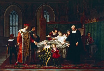 Charles VIII tapaa kuoleva Gian Galeazzo Sforzan Paviassa tekijältä Pelagio Palagi