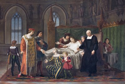 Kaarle VIII vierailee Gian Galeazzo Sforzan luona Pavian linnassa, 1822 (oi kankaalle). tekijältä Pelagio Palagi