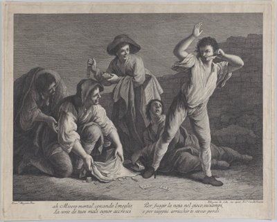 Ryhmä ihmisiä, jotka pelaavat uhkapelejä, 1770-1800, 1770-1800. tekijältä Pellegrino dal Colle