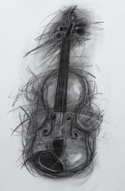 Viulu, 2005 (hiili paperille) tekijältä Penny Warden
