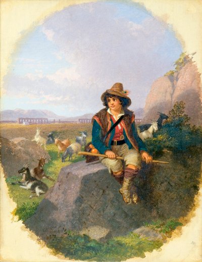 "Vuohipaimen Romas Campagnalla", 1870-luku tekijältä Penry Williams