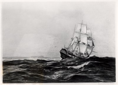 The Endeavour at Sea, 1900, kaiverrus Lowy tekijältä Percy F.S. Spence