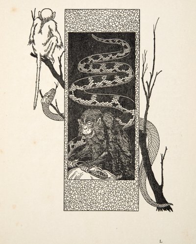 Monkey versus Snake, pubista A Hundred Anekdotes of Animals. 1924 tekijältä Percy J. Billingshurst
