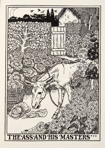 Aasi ja hänen isäntänsä, Fontainen saduista, pub. 1905 tekijältä Percy J. Billingshurst