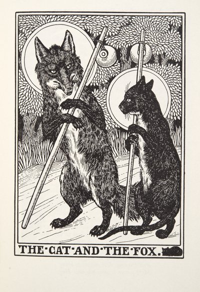 Kissa ja kettu, Fontainen taruista, pub. 1905 tekijältä Percy J. Billingshurst