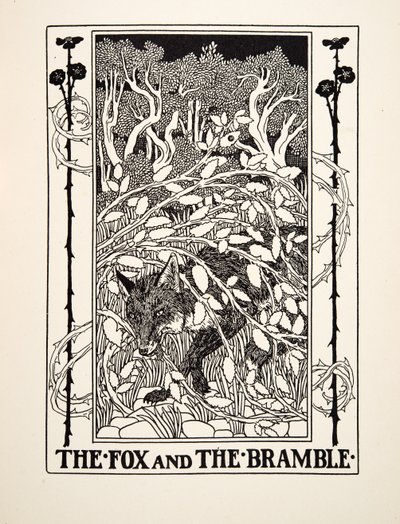 The Fox and the Bramble, julkaisusta A Hundred Fables of Aesop, pub.1903 tekijältä Percy J. Billingshurst