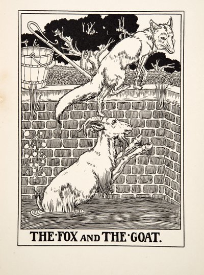 Kettu ja vuohi, julkaisusta A Hundred Fables of Aesop, pub.1903 tekijältä Percy J. Billingshurst