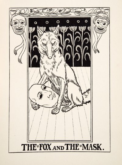 Kettu ja naamio, teoksesta Aisopoksen sata satua, julkaistu 1903. tekijältä Percy J. Billingshurst