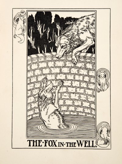 The Fox in the Well, julkaisusta A Hundred Fables of Aesop, pub.1903 tekijältä Percy J. Billingshurst