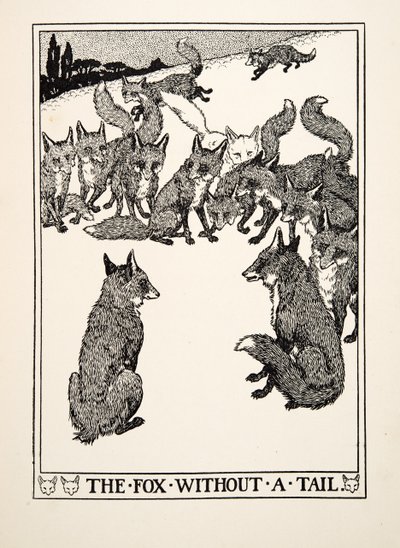 Kettu ilman häntää, julkaisusta A Hundred Fables of Aesop, pub.1903 tekijältä Percy J. Billingshurst
