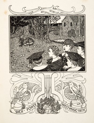 Musiikin voima, sarjasta A Hundred Anekdootes of Animals, pub. 1924 (kaiverrus) tekijältä Percy J. Billingshurst