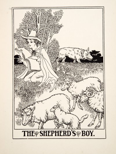 The Shepherds Boy, sarjasta A Hundred Fables of Aesop, pub.1903 tekijältä Percy J. Billingshurst