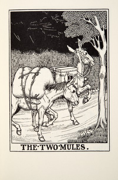 Kaksi muulia, Fontainen saduista, pub. 1905 tekijältä Percy J. Billingshurst