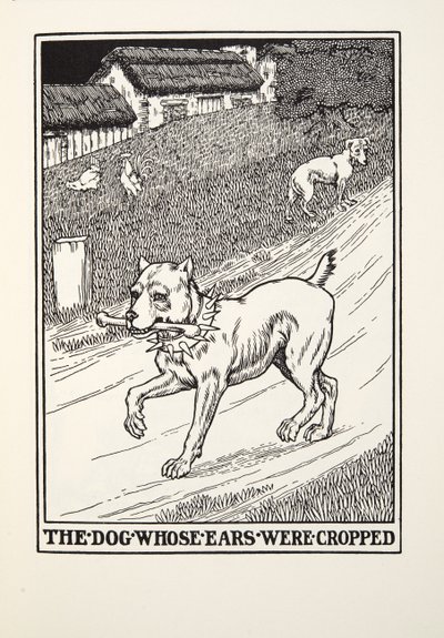Koira, jonka korvat oli leikattu, Fontaine Fables, pub. 1905 tekijältä Percy J. Billingshurst