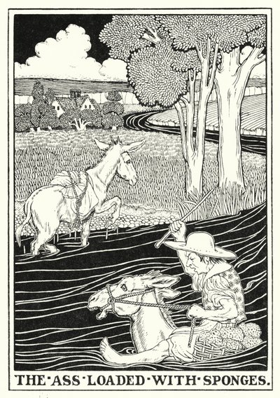 Fables of La Fontaine: Perse täynnä sieniä (litho) tekijältä Percy James Billinghurst