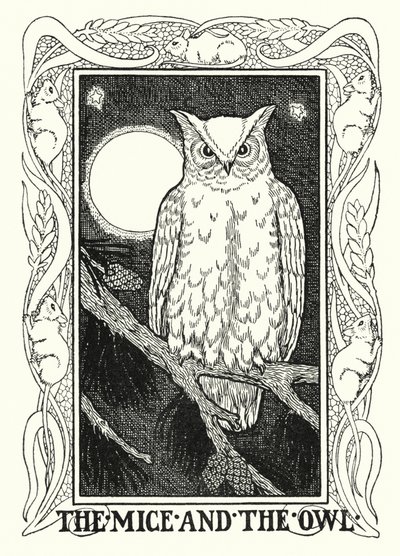 La Fontainen tarinoita: Hiiret ja pöllö (litho) tekijältä Percy James Billinghurst