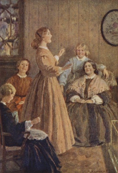 Louisa M Alcottin kuvitus pienille naisille (väri litho) tekijältä Percy Tarrant