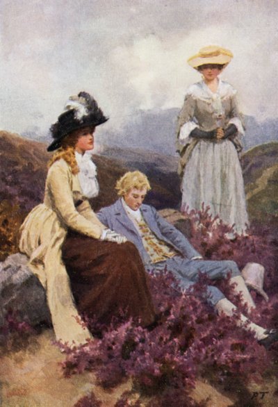 Emily Bronten kuvitus Wuthering Heightsille (värilitho) tekijältä Percy Tarrant