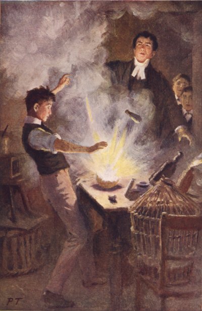 Kokonaisuus meni suureen liekkiin (väri litho) tekijältä Percy Tarrant