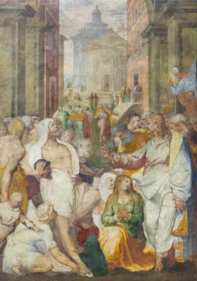 Lasaruksen herättäminen tekijältä Perino del (1501 47) Vaga