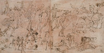 Studies of Warriors, Horsemen ja Lions, 1528-33 tekijältä Perino del Vaga