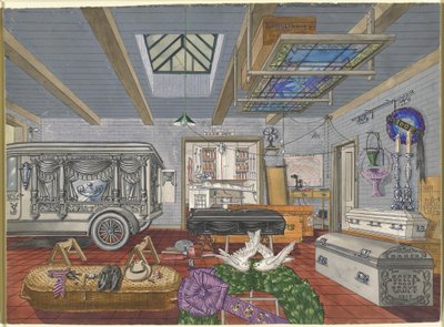 Hautaushuoneen autotalli, 1917 tekijältä Perkins Harnly