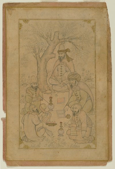 Dervishien kokoontuminen, 1600-luvun puoliväli (muste ja vaalea pesu paperille) tekijältä Persian School