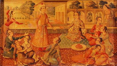 Myöhäinen Zand-lakattu paperimassa-arkku, n. 1794-1795 tekijältä Persian School