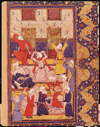 Fol.5r Initiation dance, Hafiz Shirazin (n. 1325–1388) runokirjasta tekijältä Persian School