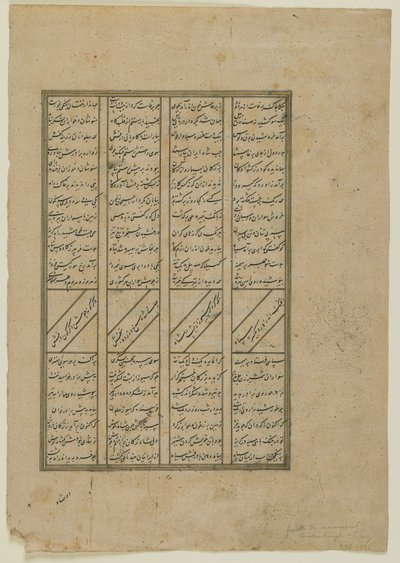 Folio Shahnamasta (kuninkaiden kirja), kirjoittanut Firdawsi (k. 1020); recto: Taistelu Kay Khosrow