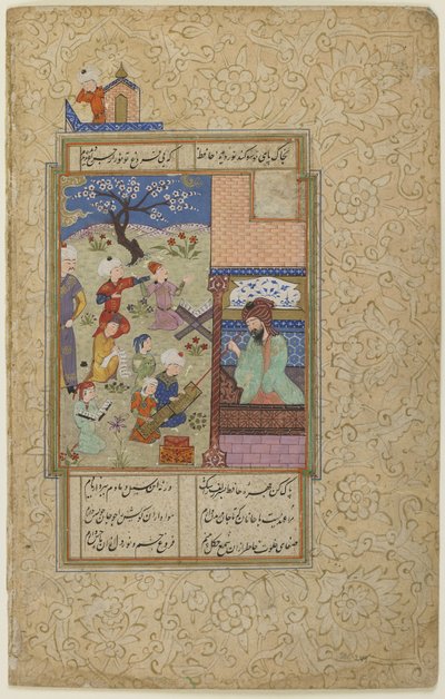 Layla ja Majnun koulussa, divaanista, n. 1490 tekijältä Persian School