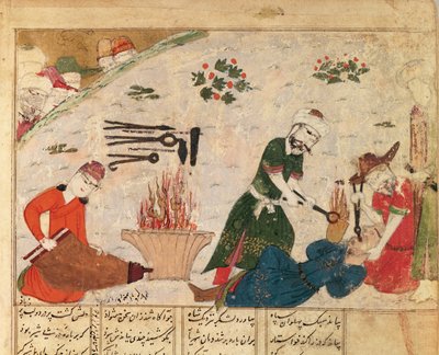 Ms Supp Pers 493 fol.363v Abul-Qasim Manur Firdawsin (n. 934–1020) yhden Haftvadsin vartijan kidutus Shahnamasta (Kuninkaiden kirja) tekijältä Persian School